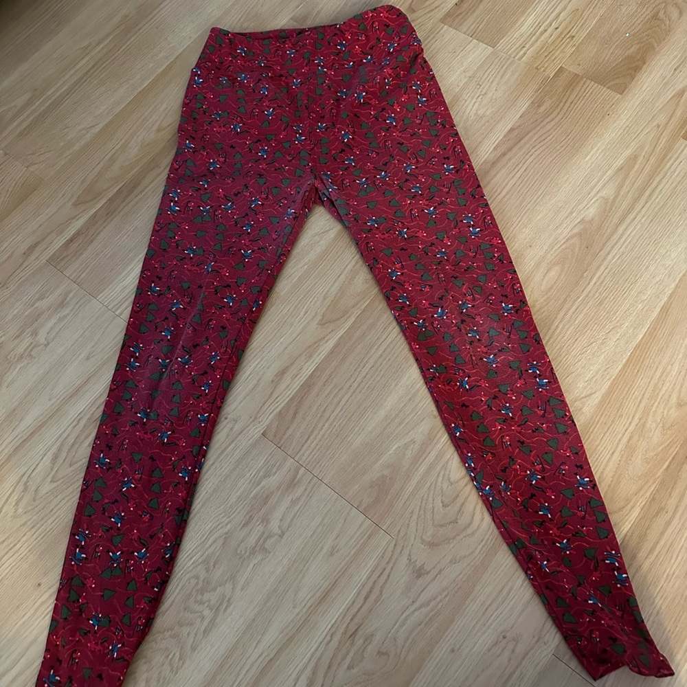 Red Festive Patterned Leggings